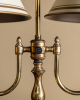 Brass & Cream Double-Shade Bouillotte-Style Table Lamp, France, 1950's
