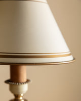 Brass & Cream Double-Shade Bouillotte-Style Table Lamp, France, 1950's