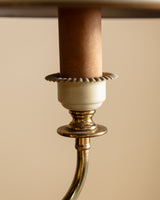 Brass & Cream Double-Shade Bouillotte-Style Table Lamp, France, 1950's