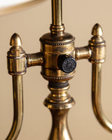 Brass & Cream Double-Shade Bouillotte-Style Table Lamp, France, 1950's