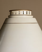 Brass & Cream Double-Shade Bouillotte-Style Table Lamp, France, 1950's