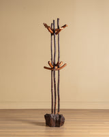 Brutalist Handmade Wood Coat Tree, France, 1950's