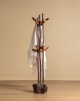 Brutalist Handmade Wood Coat Tree, France, 1950's