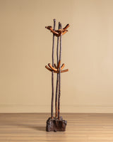 Brutalist Handmade Wood Coat Tree, France, 1950's