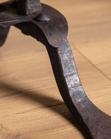 Elm & Tile Coffee Table on Sculptural Iron Base, France, 1960's