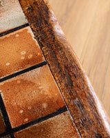 Elm & Tile Coffee Table on Sculptural Iron Base, France, 1960's