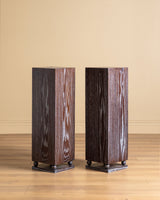 Cerused Oak Pedestals w/ Carved Ball Base, France, 1980's (2 available)