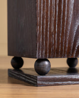 Cerused Oak Pedestals w/ Carved Ball Base, France, 1980's (2 available)