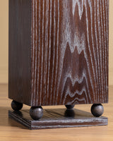 Cerused Oak Pedestals w/ Carved Ball Base, France, 1980's (2 available)