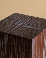 Cerused Oak Pedestals w/ Carved Ball Base, France, 1980's (2 available)