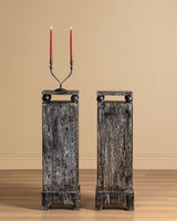 Art Deco Style Black Cerused Oak Pedestal, France, 1980's (2 available)
