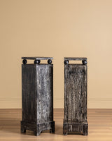 Art Deco Style Black Cerused Oak Pedestal, France, 1980's (2 available)