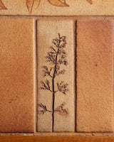 French Elm & Botanical Tile Coffee Table Manner of Capron, France, 1970's