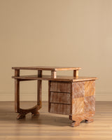 French Cerused Wood Tiered Writing Desk, 1950's