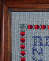 Folk Art Alphabet & Strawberry Needlepoint Sampler, 1967