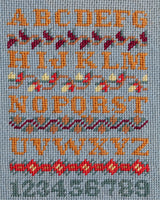 Folk Art Alphabet & Strawberry Needlepoint Sampler, 1967