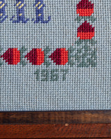 Folk Art Alphabet & Strawberry Needlepoint Sampler, 1967