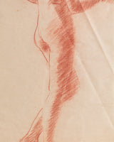 Red Pastel Standing Nude Study in Silver Frame, Europe, 1930's