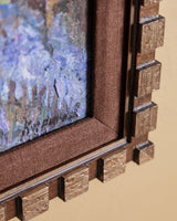 Impasto Winter Village Oil Painting in Cubed Frame, Europe, 1950's