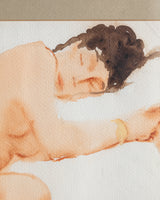 Figurative Sleeping Nude Watercolor, America, 1970's