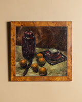 Expressive Polka-Dot Ceramic Still Life Oil Painting, Europe, 1950's