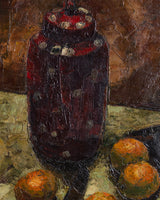 Expressive Polka-Dot Ceramic Still Life Oil Painting, Europe, 1950's