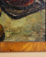 Expressive Polka-Dot Ceramic Still Life Oil Painting, Europe, 1950's