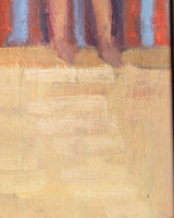Modernist Nude & Striped Beach Cabana Oil Painting, Italy, 1950's