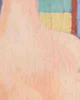 Modernist Nude & Striped Beach Cabana Oil Painting, Italy, 1950's