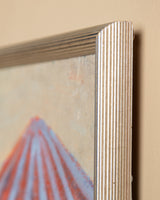 Modernist Nude & Striped Beach Cabana Oil Painting, Italy, 1950's