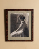 Figurative Seated Nude Charcoal Drawing, France, 1920's
