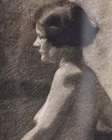 Figurative Seated Nude Charcoal Drawing, France, 1920's