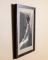 Figurative Seated Nude Charcoal Drawing, France, 1920's