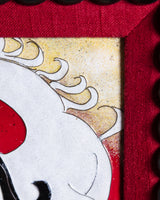 Black & White Horse Cloisonné Enamel Panel in Bobbin Frame