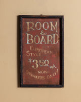 Antique Room & Board Metal Sign in Black Wood Frame