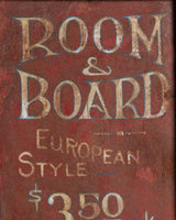 Antique Room & Board Metal Sign in Black Wood Frame