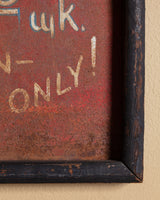 Antique Room & Board Metal Sign in Black Wood Frame