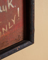 Antique Room & Board Metal Sign in Black Wood Frame