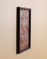 Antique Room & Board Metal Sign in Black Wood Frame
