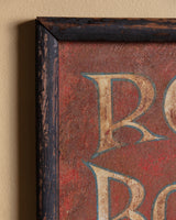 Antique Room & Board Metal Sign in Black Wood Frame