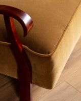 Swedish Ochre Mohair & Wood Lounge Chairs, 1940's