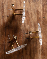 Art Deco Brass & Glass Wall Hooks, Italy (Set of 3)