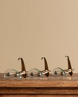 Brass & Glass Wall Hooks, Italy (Set of 3)