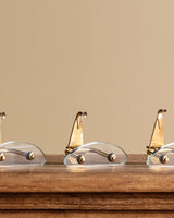 Brass & Glass Wall Hooks, Italy (Set of 3)