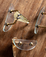Brass & Glass Wall Hooks, Italy (Set of 3)