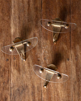 Brass & Glass Wall Hooks, Italy (Set of 3)