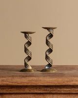 Spiral Brass Candle Holders, 1960s (Pair)