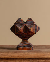 Tramp Art Diamond Pedestal Box, American, 19th Century