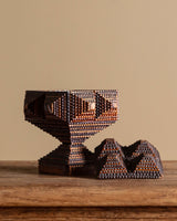 Tramp Art Diamond Pedestal Box, American, 19th Century