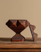 Tramp Art Diamond Pedestal Box, American, 19th Century
